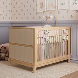Berço de Bebê 2 em 1 e Cômoda Infantil 4 Gavetas com Palinha Linha Indy - 3
