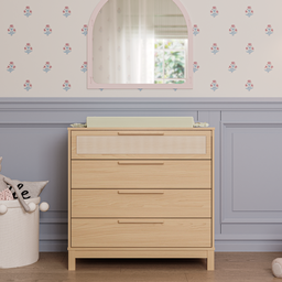 Berço de Bebê 2 em 1 e Cômoda Infantil 4 Gavetas com Palinha Linha Indy - 5