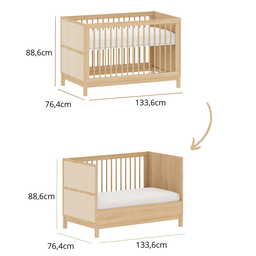 Berço de Bebê 2 em 1 e Cômoda Infantil 4 Gavetas com Palinha Linha Indy - 6