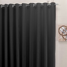 Cortina 3,00x2,50 Sala Quarto Cozinha Voil Blackout Tecido: Preto - 2