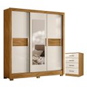 Ver imagem 1 de Guarda Roupa Casal Bahamas e Cômoda Ms913 Freijó Off White – Moval