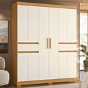 Ver imagem 2 de Guarda Roupa Solteiro Olímpia 10 Portas 2 Gavetas Cinamomo/off White - Móveis Albatroz