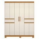 Ver imagem 3 de Guarda Roupa Solteiro Olímpia 10 Portas 2 Gavetas Cinamomo/off White - Móveis Albatroz