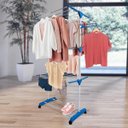 Ver imagem 3 de Varal Torre 3 Andares Retratil Compacto 4 Rodinhas Azul