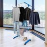 Varal Torre 3 Andares Retratil Compacto 4 Rodinhas Azul - 4