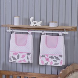 Enxoval de Bebe Kit de Berço Americano Cortina Algodão Menino Menina 8 Peças:nuvem Rosa - 4