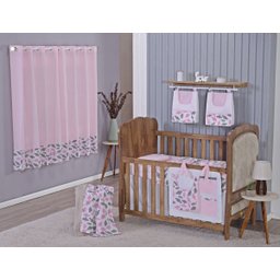 Enxoval de Bebe Kit de Berço Americano Cortina Algodão Menino Menina 8 Peças:nuvem Rosa - 1