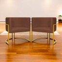 Ver imagem 2 de Kit 2 Poltronas Cadeira para Sala de Luna Suede Cores Base Dourada