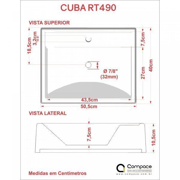 Kit Cuba RT49 com Torneira Pratika 1060 Metal 1/4 Volta Compace - 5