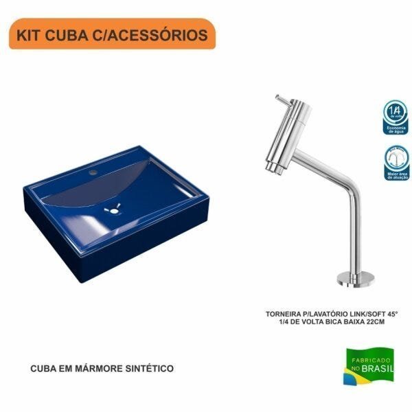 Kit Cuba RT49 com Torneira Pratika 1060 Metal 1/4 Volta Compace - 3
