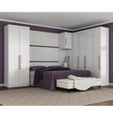 Ver imagem 1 de Jogo de Quarto Modulado Firenze Branco de Casal Roupeiro + Mesa de Cabeceira + Painel Queen