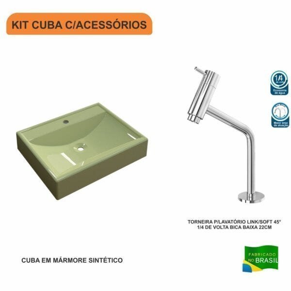 Kit Cuba RT49 com Torneira Pratika 1060 Metal 1/4 Volta Compace - 3
