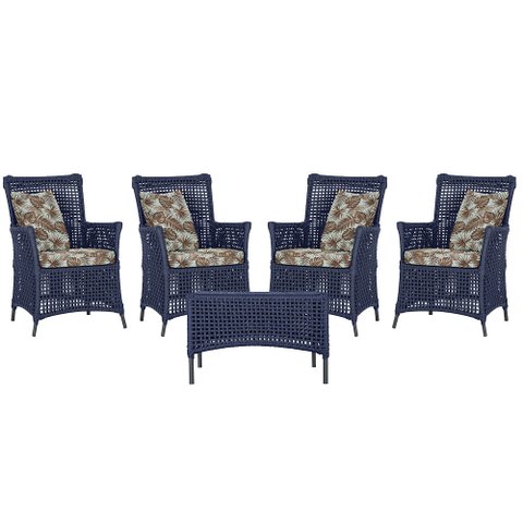 4 Poltronas e 1 Mesa Igapó em Alumínio Pintura Preta Corda Náutica Estofado 6