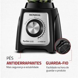 Liquidificador Mondial Turbo Glass Preto L-1400-GI Liquidificador Mondial Turbo Glass Preto L-1400-G - 6