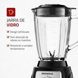 Liquidificador Mondial Turbo Glass Preto L-1400-GI Liquidificador Mondial Turbo Glass Preto L-1400-G - 3