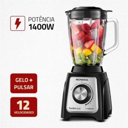 Liquidificador Mondial Turbo Glass Preto L-1400-GI Liquidificador Mondial Turbo Glass Preto L-1400-G - 2
