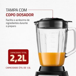 Liquidificador Mondial Turbo Glass Preto L-1400-GI Liquidificador Mondial Turbo Glass Preto L-1400-G - 4