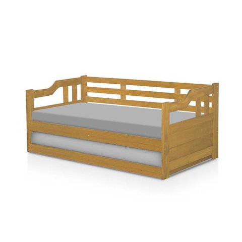 Sofá Cama Madeira Vintage e com Cama Auxiliar e 2 Colchões Texas Imbuia