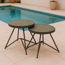 Ver imagem 1 de Kit 2 Mesa de Centro Redonda Línea Alumínio Ripado Fendi para Area Externa de Piscina - Arkell