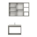 Ver imagem 2 de Conjunto Gabinete para Banheiro com Espelheira Sampa Cinza/Cimento