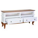 Ver imagem 4 de Rack para TV em Madeira 148cm 2 Gavetas 2 Nichos Pés Luiz Xv Genebra Clean 5164 - Branco/Pinhão