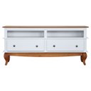 Ver imagem 3 de Rack para TV em Madeira 148cm 2 Gavetas 2 Nichos Pés Luiz Xv Genebra Clean 5164 - Branco/Pinhão