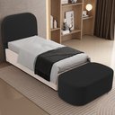 Ver imagem 5 de Cabeceira Cama Box 100cm Lanna com Puff Recamier Doha W01 Suede Preto - Lyam Decor