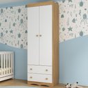 Ver imagem 1 de Guarda-roupa Infantil 62cm 2 Portas e 2 Gavetas Realeza Multimóveis Mp4451 Madeirado/branco