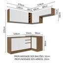 Ver imagem 4 de Armário de Cozinha Completa de Canto 349cm Rustic/Branco Glamy Madesa 07