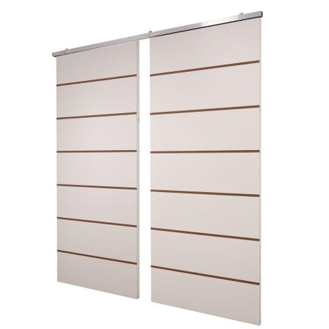 Porta Dupla Branco Prime Frisada Kit Alumínio F10 - 210x120