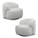 Ver imagem 1 de Kit 2 Poltronas Decorativas Charlote Sala de Estar Base Giratória em Aço Bouclê Cinza G88 - Gran Bel