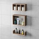 Ver imagem 2 de Kit 3 Peças Nicho Prateleira para Banheiro Freijó 40 X 12cm