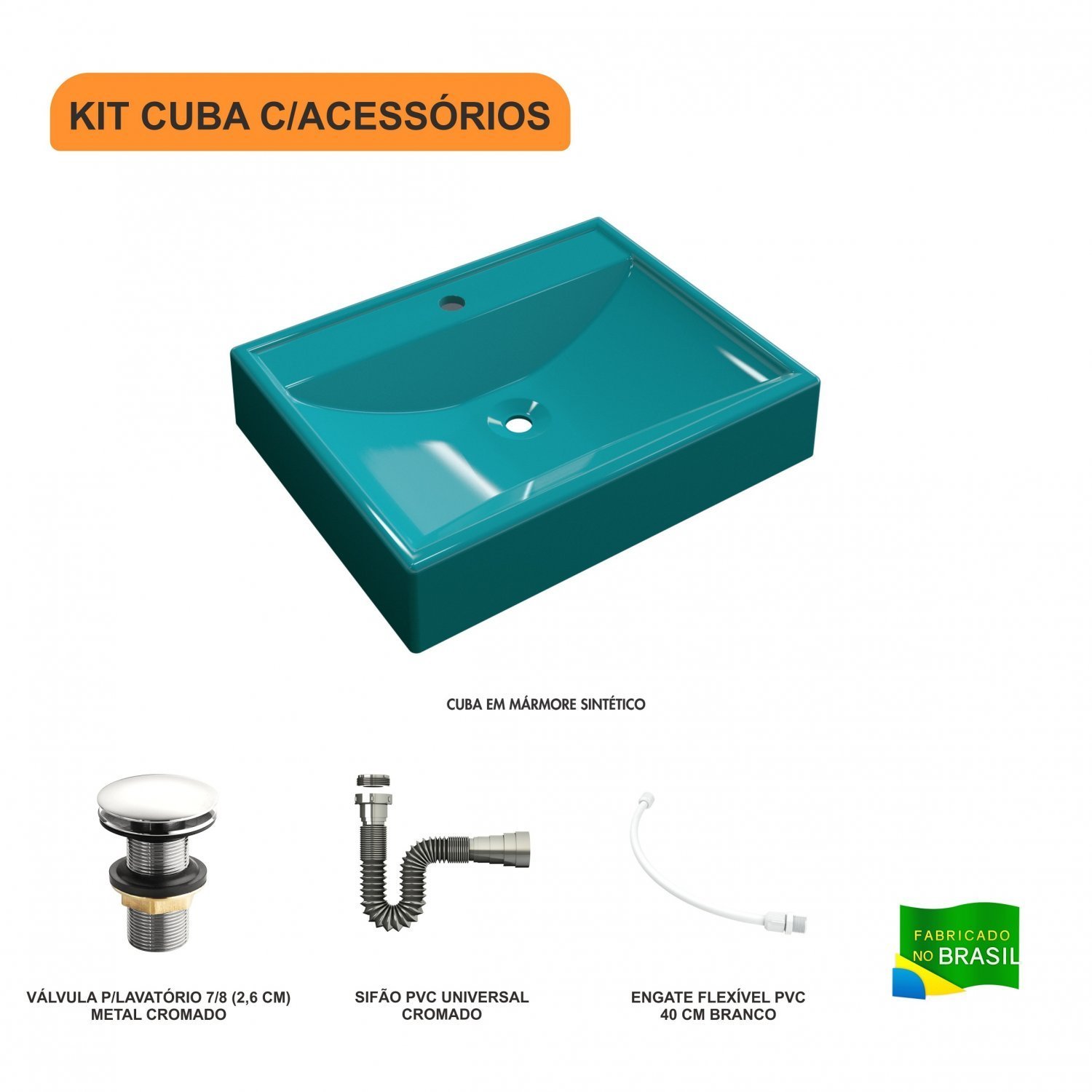 Kit Cuba Rt49 com Válvula Click 1 Polegada G e Sifão Cromado e Flexível Compace - 3