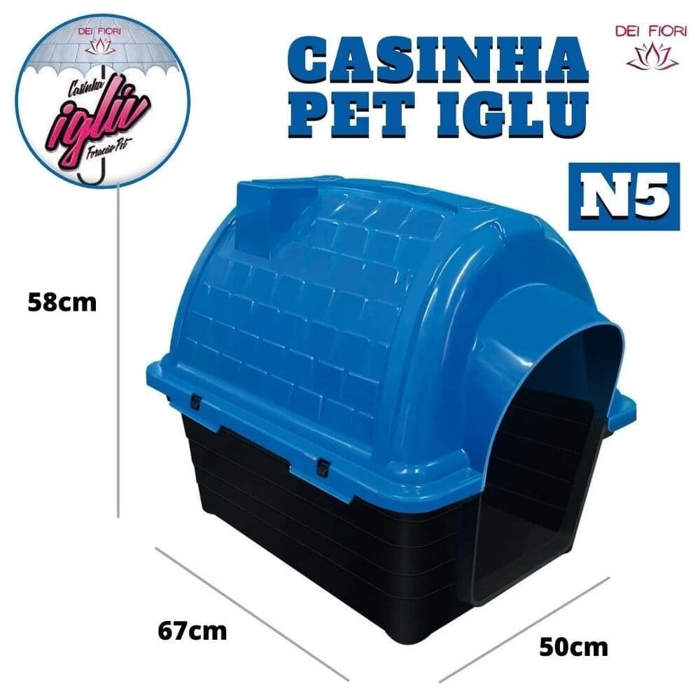 Casinha Pet Iglu para Cachorro de Porte Médio e Grande N5 Cor:azul - 4