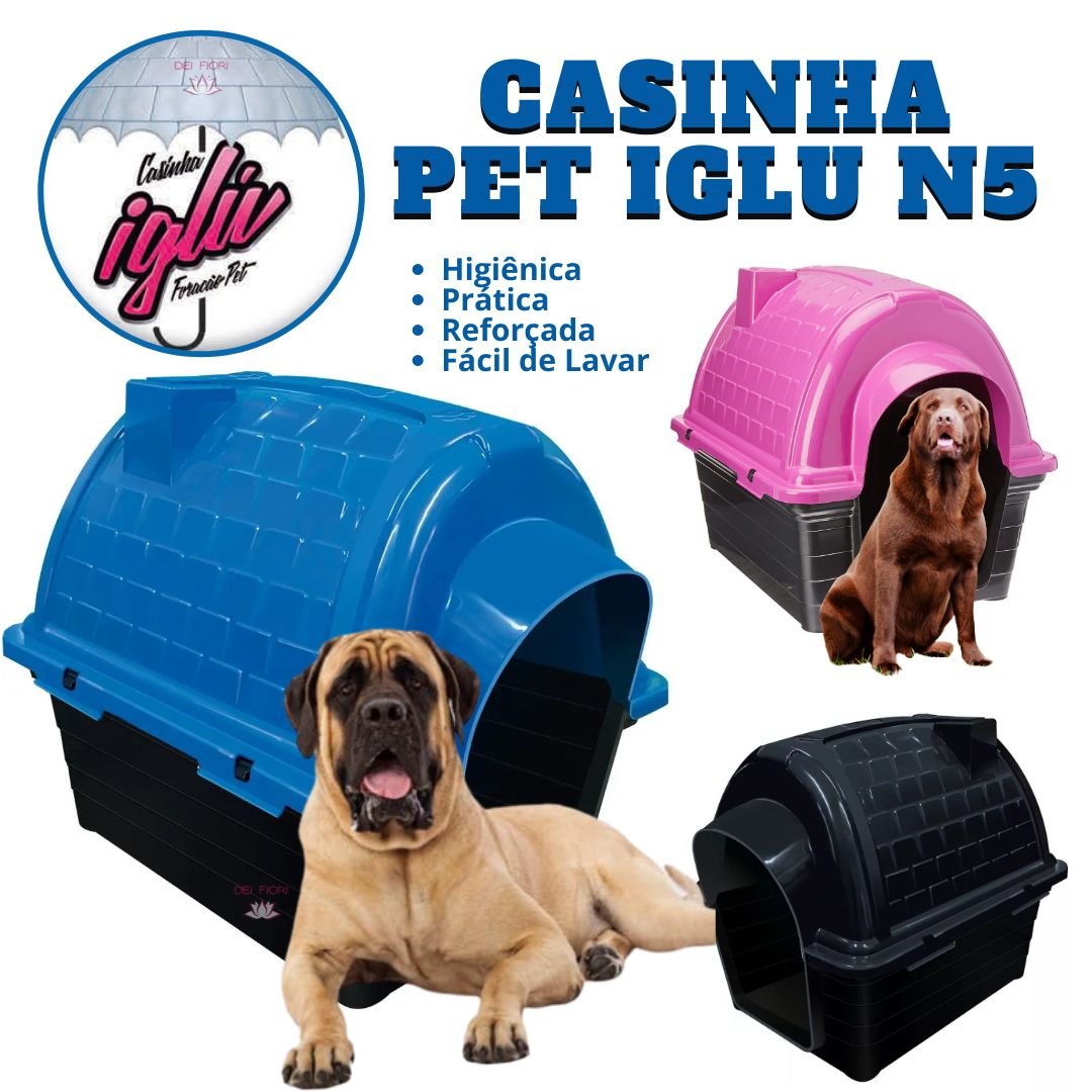 Casinha Pet Iglu para Cachorro de Porte Médio e Grande N5 Cor:azul - 6