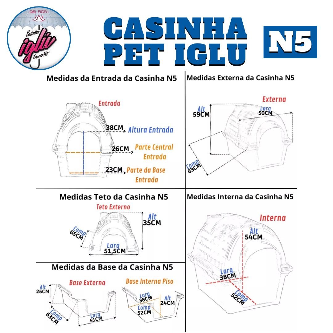 Casinha Pet Iglu para Cachorro de Porte Médio e Grande N5 Cor:azul - 5