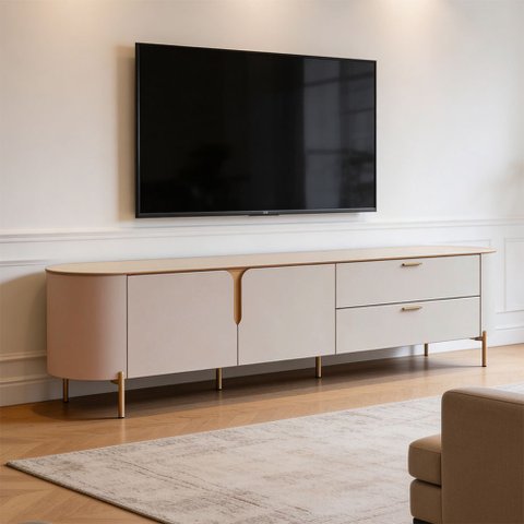 Rack para Sala de Estar TV 75 pol Orgânico Dion D05 Off White - Lyam Decor
