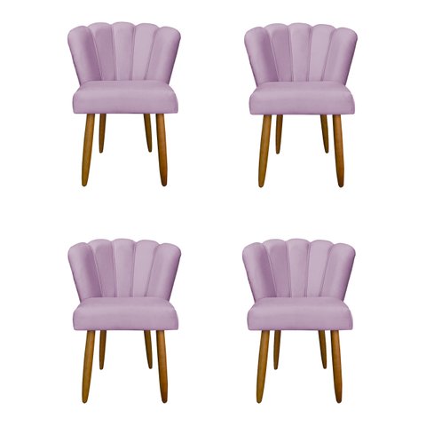 Kit 4 Cadeiras Flor para Quarto Penteadeira - Balaqui Decor Cor:lilas