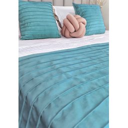 Peseira Drapeada Line Dupla Face em Veludo Cama Casal Cor:azul Turquesa - 1