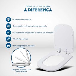 Assento Sanitário com Fechamento Lento Lyon Branco para Vaso Sensea - 5