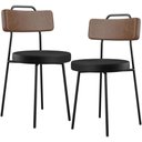 Ver imagem 1 de Kit 02 Cadeiras Decorativas Estofada Para Sala De Jantar Barcelona L02 Couríssimo Marrom Preto -