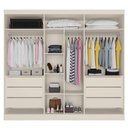 Ver imagem 2 de Guarda Roupa Casal com Espelho 6 Portas 6 Gavetas - Oslo-Off White/Peroba - Made Marcs