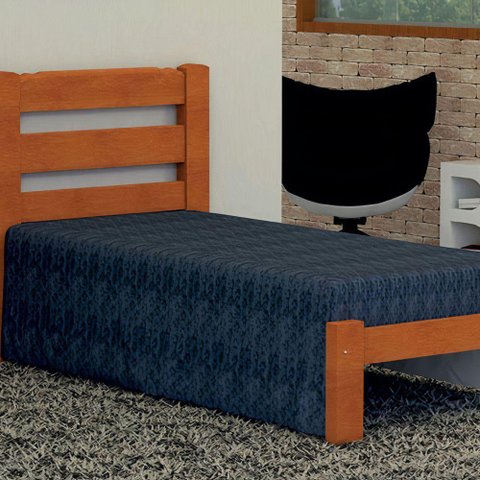 Cama de Solteiro Londres de Madeira Angelim Mel