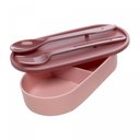 Ver imagem 2 de Marmita Hermética com Talheres 850ml Rosa Plástico - Lyor
