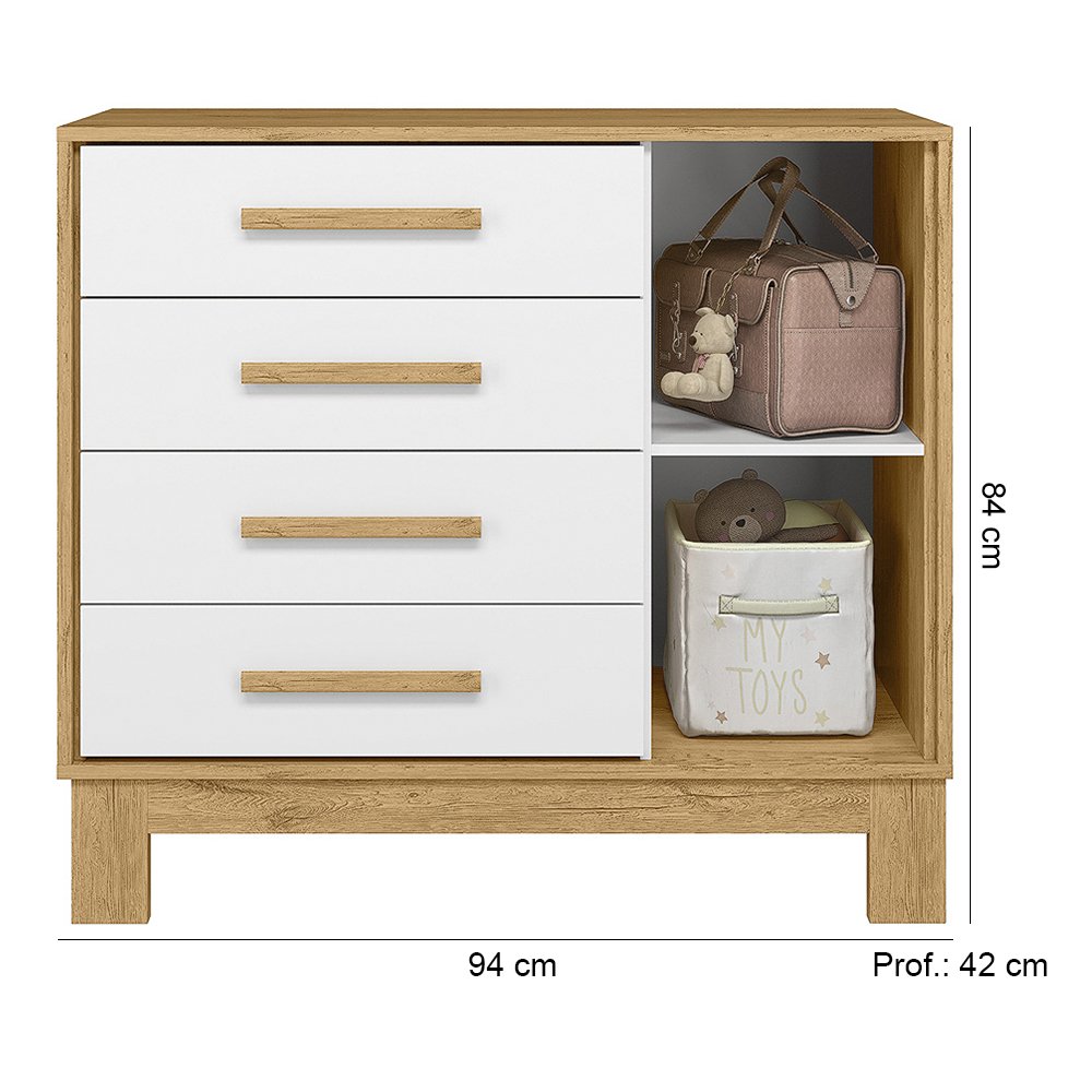 Quarto de Bebê Qencanto Slim Completo Qmovi Freijó Branco Acetinado - 3