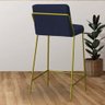 Kit 04 Banqueta Alta Drika Industrial Cozinha Bistrô Ferro Dourado Sintético Azul Marinho - 3