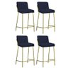 Kit 04 Banqueta Alta Drika Industrial Cozinha Bistrô Ferro Dourado Sintético Azul Marinho - 1