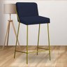 Kit 04 Banqueta Alta Drika Industrial Cozinha Bistrô Ferro Dourado Sintético Azul Marinho - 4