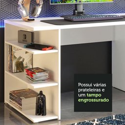 Mesa para Computador Gamer Madesa 9409 e Painel para TV até 65 Polegadas Branco Cor:Branco - 6