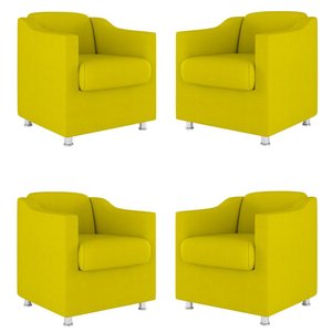 Kit 04 Poltronas Tilla Consultório Dentista Recepção Sala Cor:amarelo